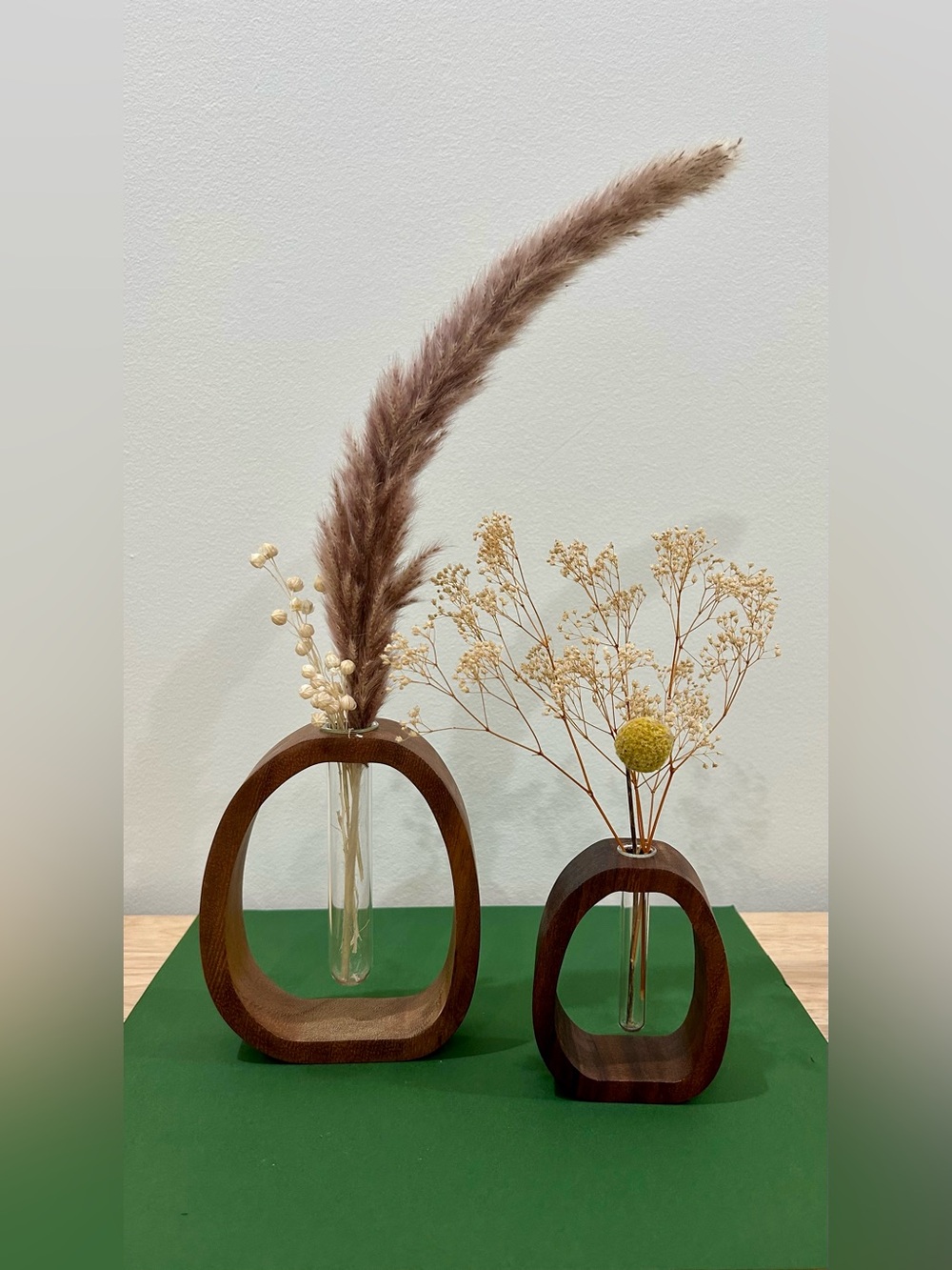 Set of 2 Modern Tube Bud Vases Minimalist Sculptural Home Decor
